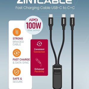 Moxedo 2in1 100w Charging Cable Type-c To C+c 1.5m