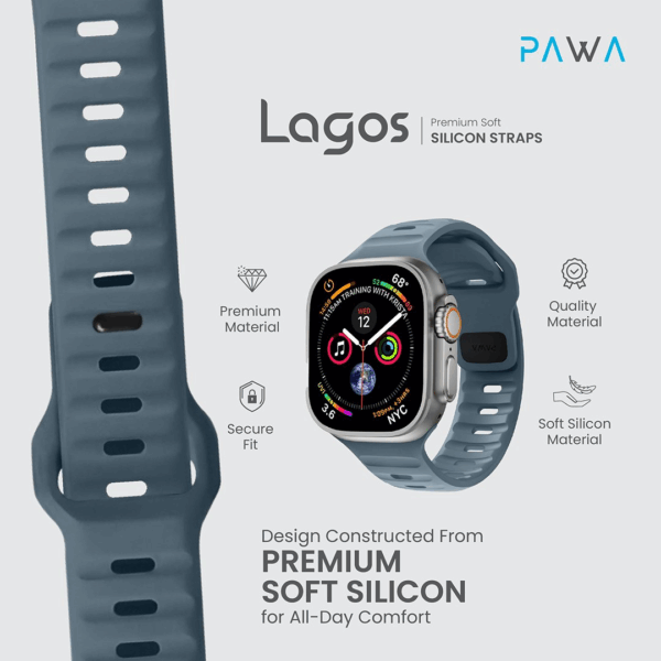 Pawa Lagos Premium Soft Silicon Strap 45/49MM - Marine Blue - Image 2