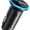 Anker 323 Car Charger / 52.5W Power / Charges 2 Devices / Supports Laptop Charging / Black