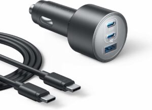 Anker Nano Car Charger / 167.5W Power / 2 Type-C & 1 USB Ports / With Type-C Cable