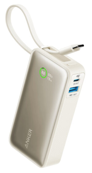 Anker Nano Power Bank / 10000mAh Capacity / Built-in Type-C Cable / 30W Power / White