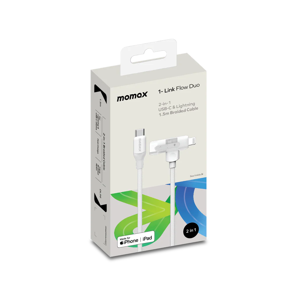Momax 1-link Flow Duo 2in1 USB-C to USB-C+lightning Cable 1.5m - Image 3
