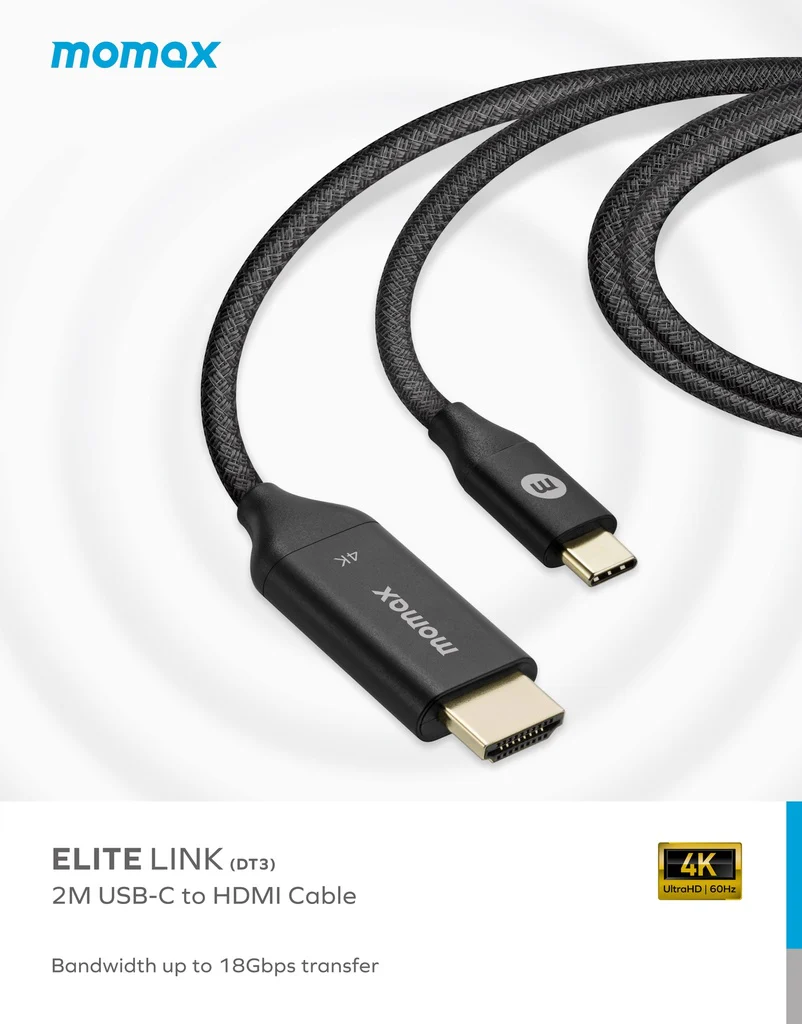Momax EliteLink 4K USB-C to HDMI Braided Cable 2m - Image 2