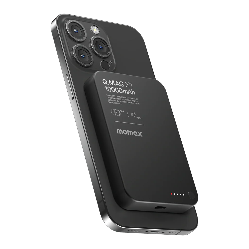 Momax Q.mag X1 10000mAh Gen2 15w Magsafe Wireless Power - Black