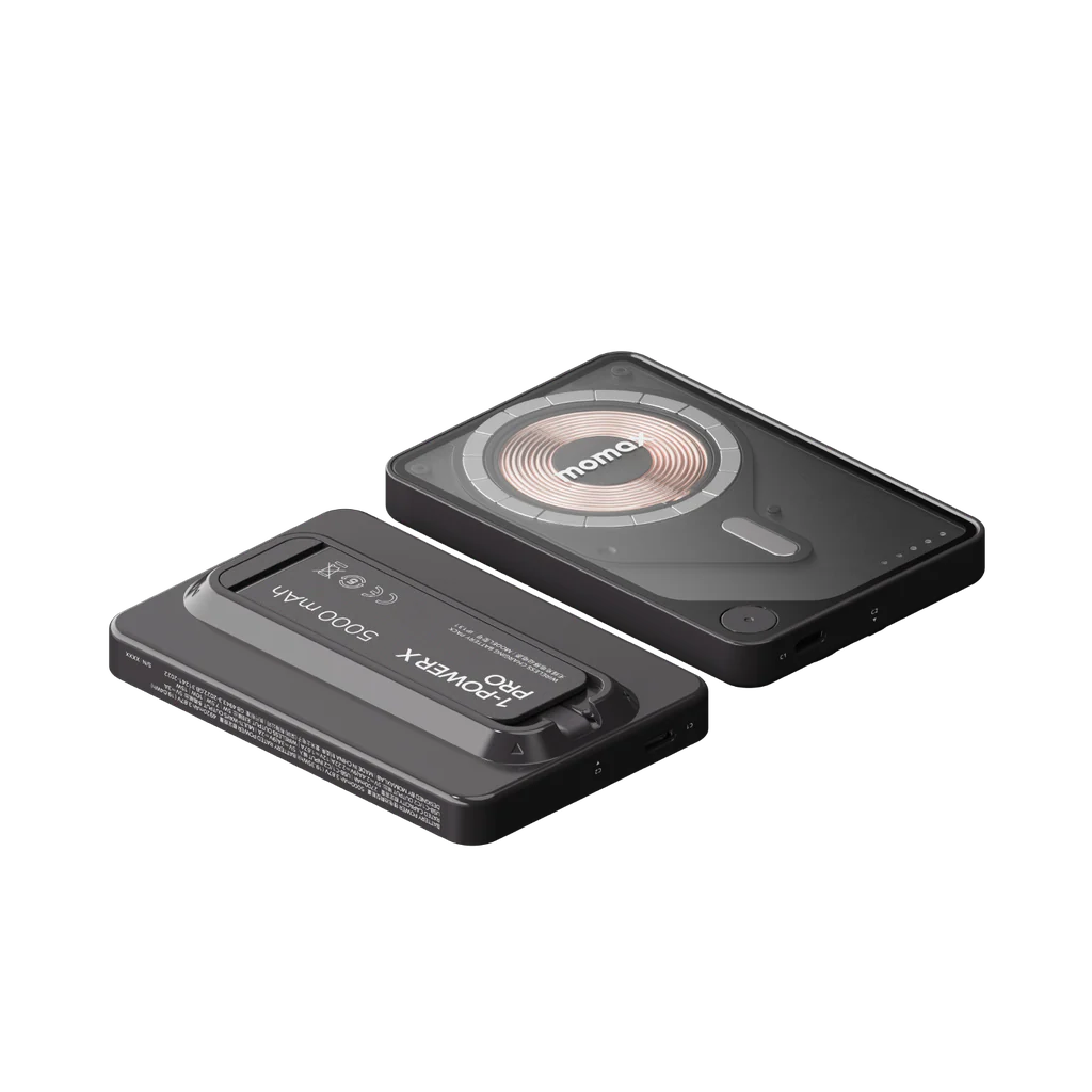 Momax 1-power X Pro 5000mAh Magnetic Wireless Power Bank With Stand - And Built-in USB-C Cable - Black - Image 4