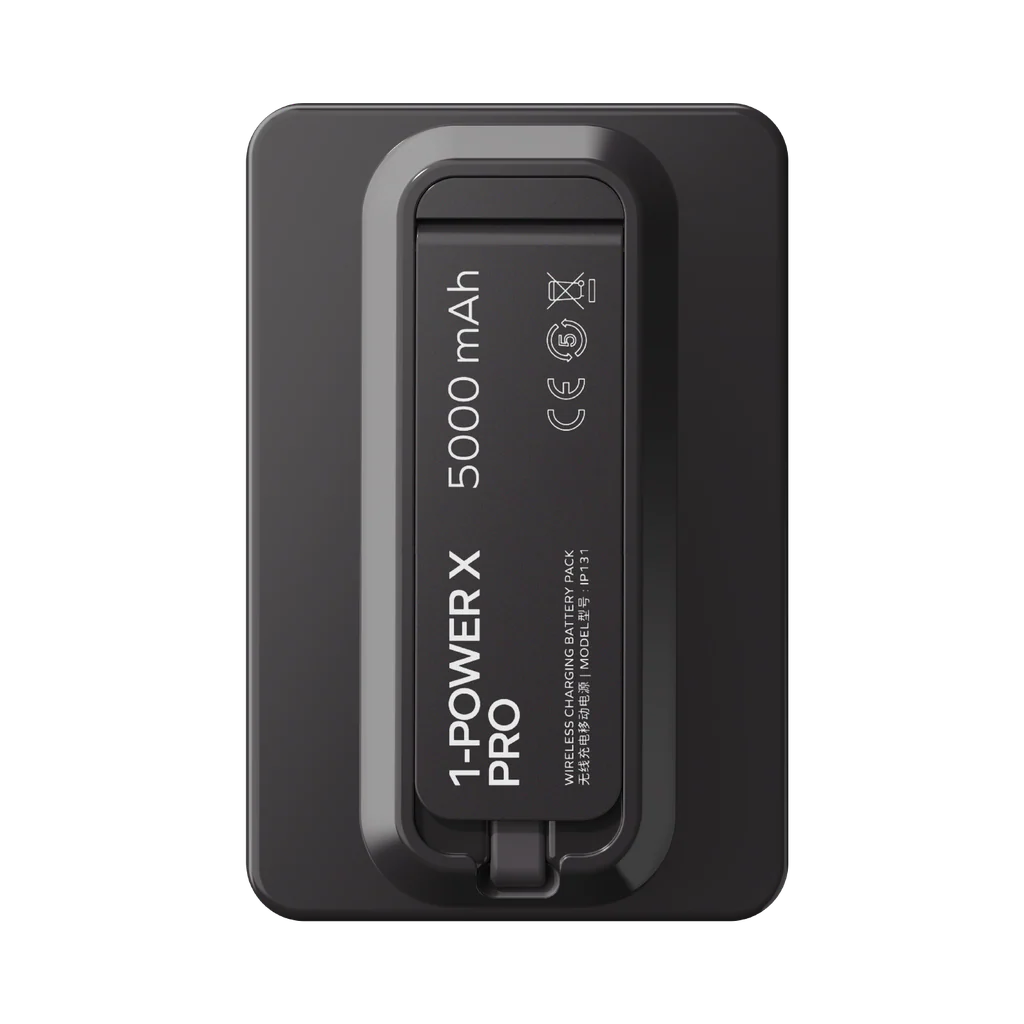 Momax 1-power X Pro 5000mAh Magnetic Wireless Power Bank With Stand - And Built-in USB-C Cable - Black - Image 6
