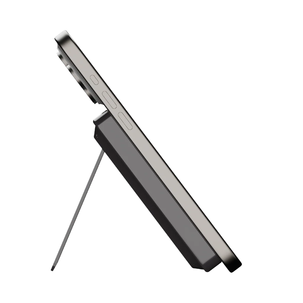 Momax 1-power X Pro 5000mAh Magnetic Wireless Power Bank With Stand - And Built-in USB-C Cable - Black - Image 7