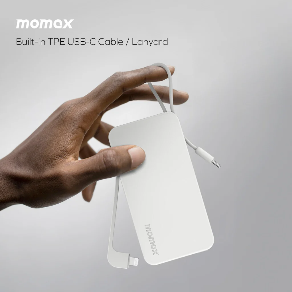 Momax 1-Power Vital+ 10000mAh Power Bank With Built In USB-C & Lightning Cable - Image 2