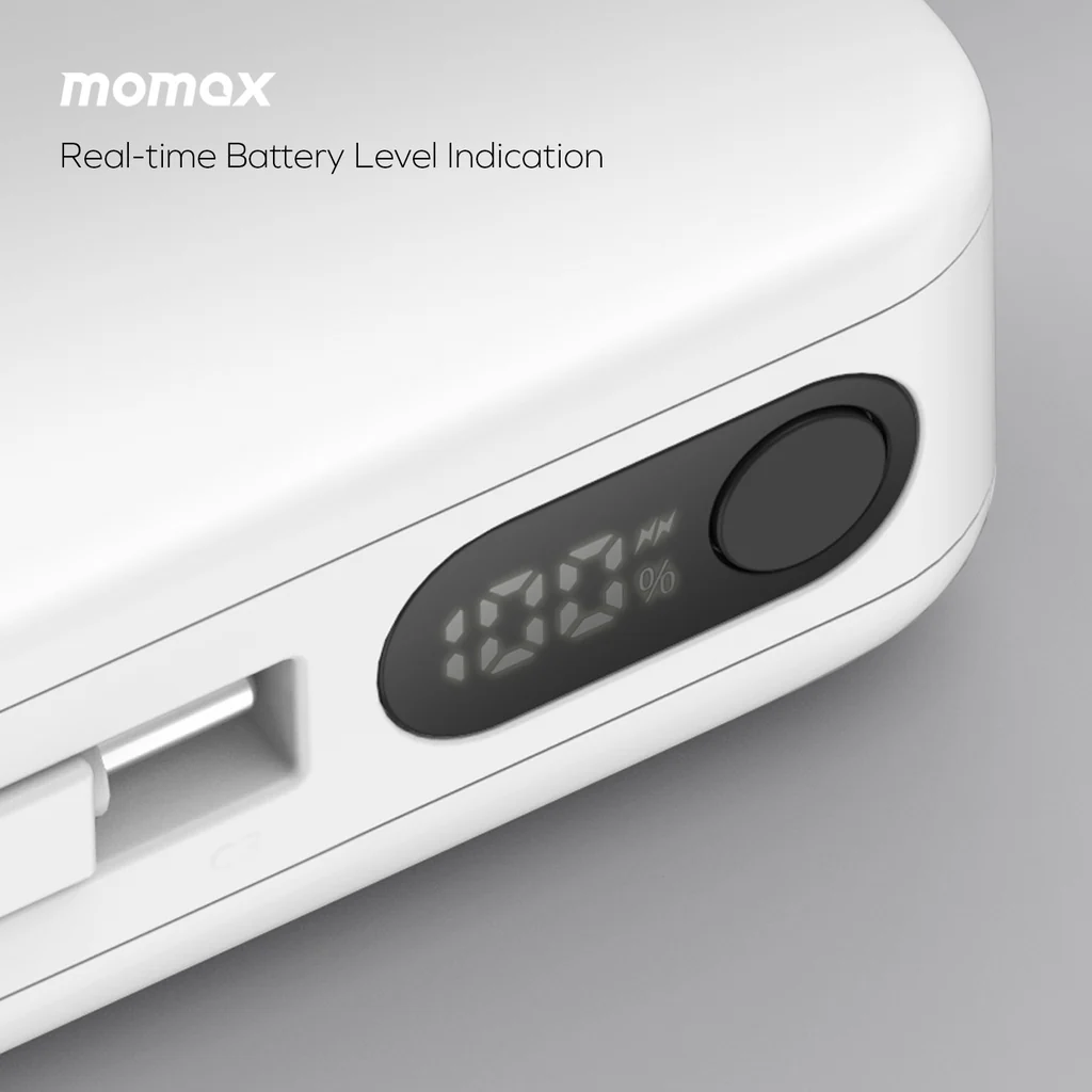 Momax 1-Power Vital+ 10000mAh Power Bank With Built In USB-C & Lightning Cable - Image 5