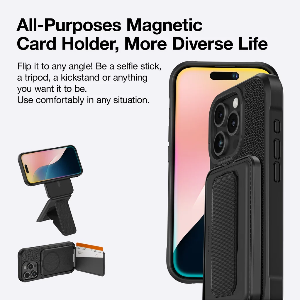 Amazingthing Glamour Magsafe Drop Proof Case With Wallet Stand For Iphone 16 Series - Image 5