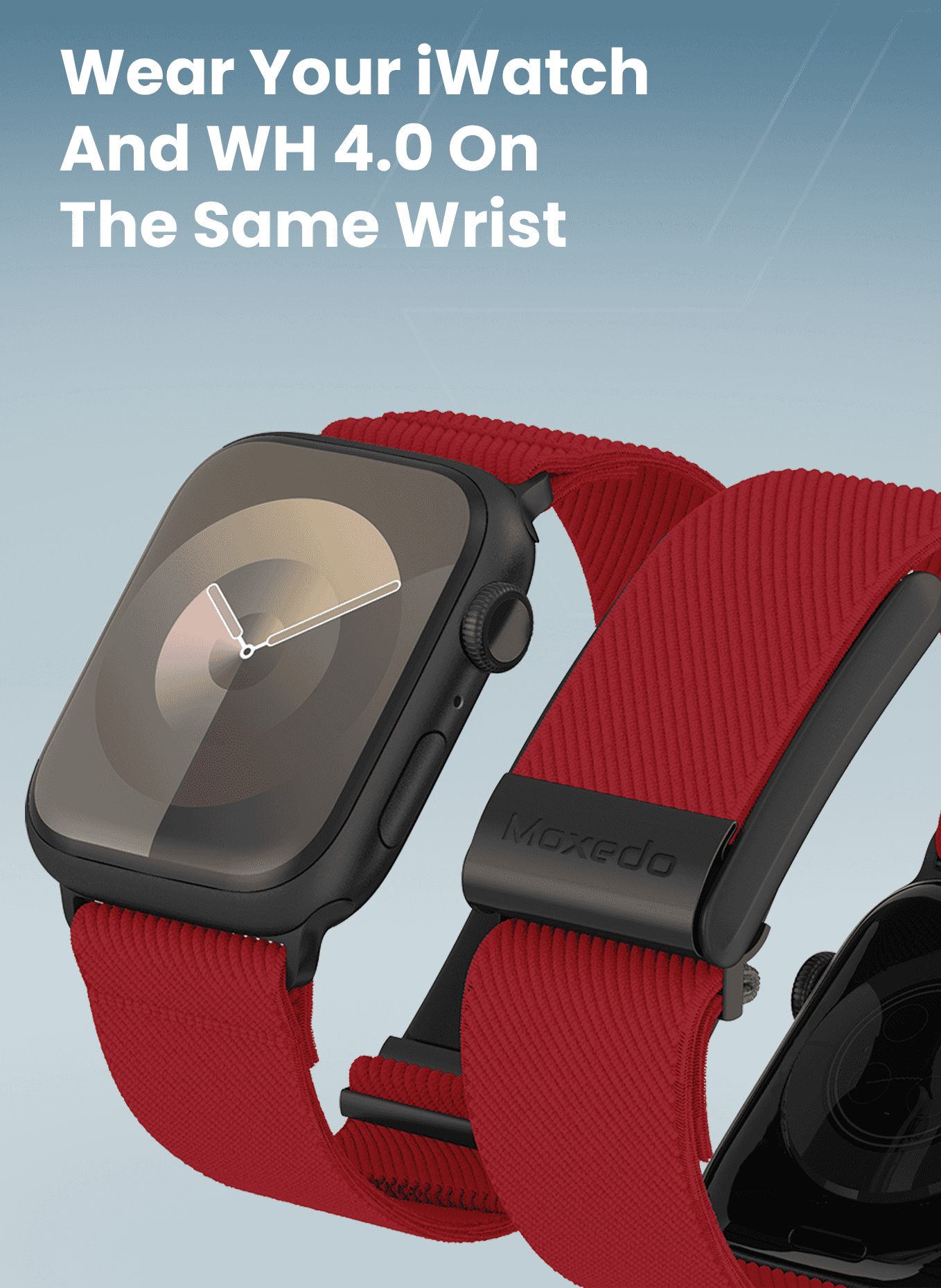 Moxedo Hybrid fit-weave Nylon Braided Band - Red - Image 3