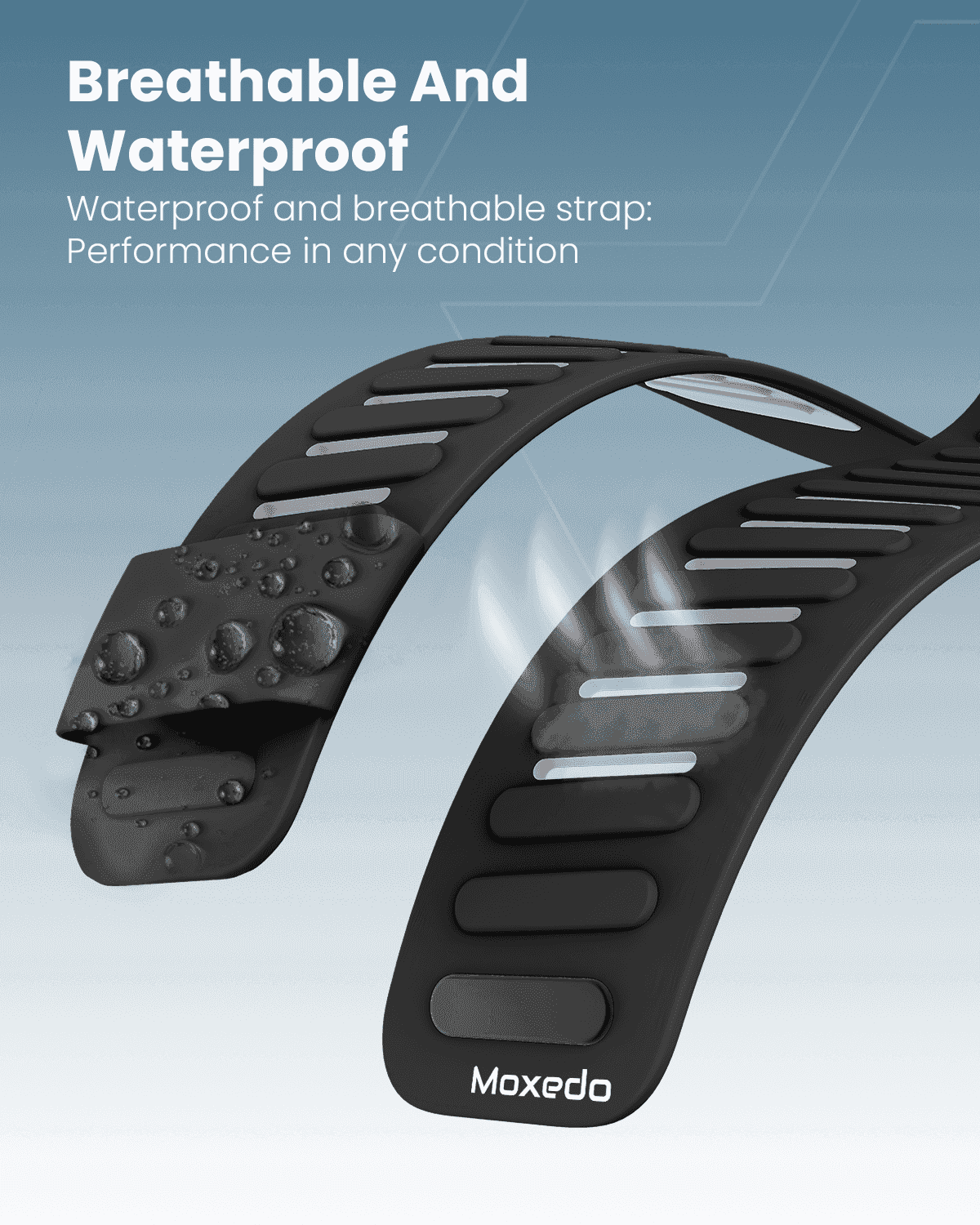 Moxedo Flow-Fit Silicone Watch Strap for Whoop 4.0 - Black Gray - Image 4