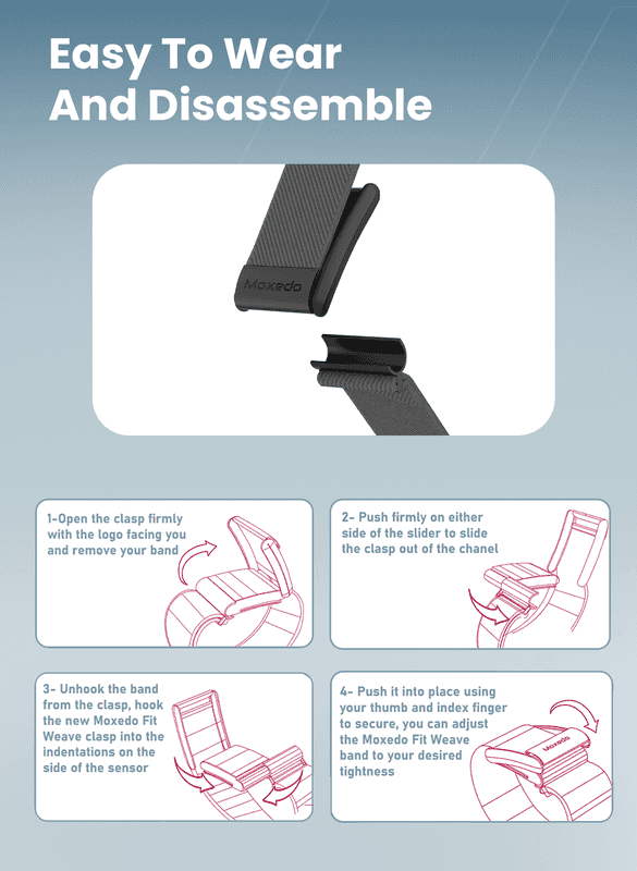 Moxedo Hybrid fit-weave Nylon Braided Band - Gray - Image 4