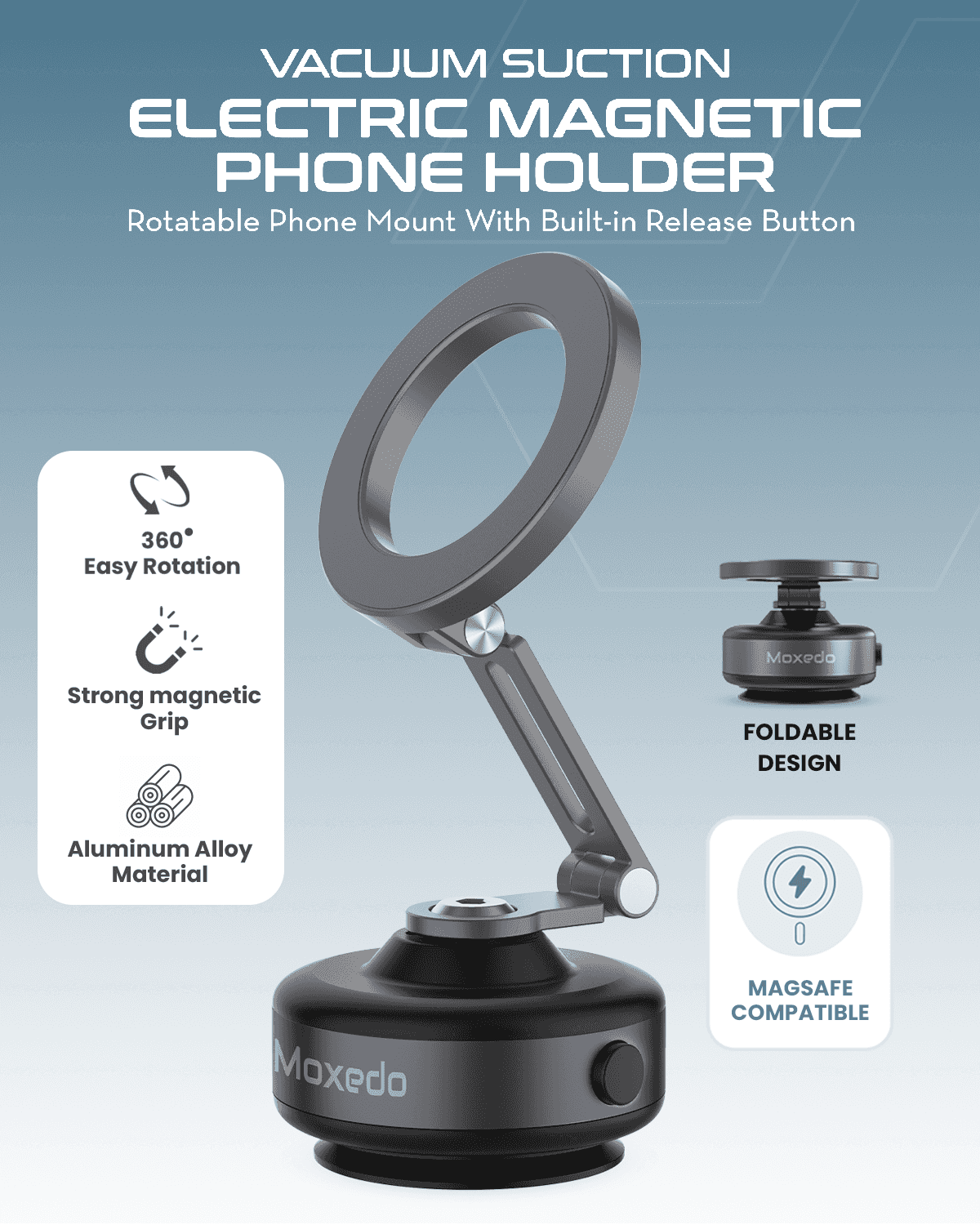 Moxedo Vacuum Suction Electric Magnetic Phone Holder - Image 5