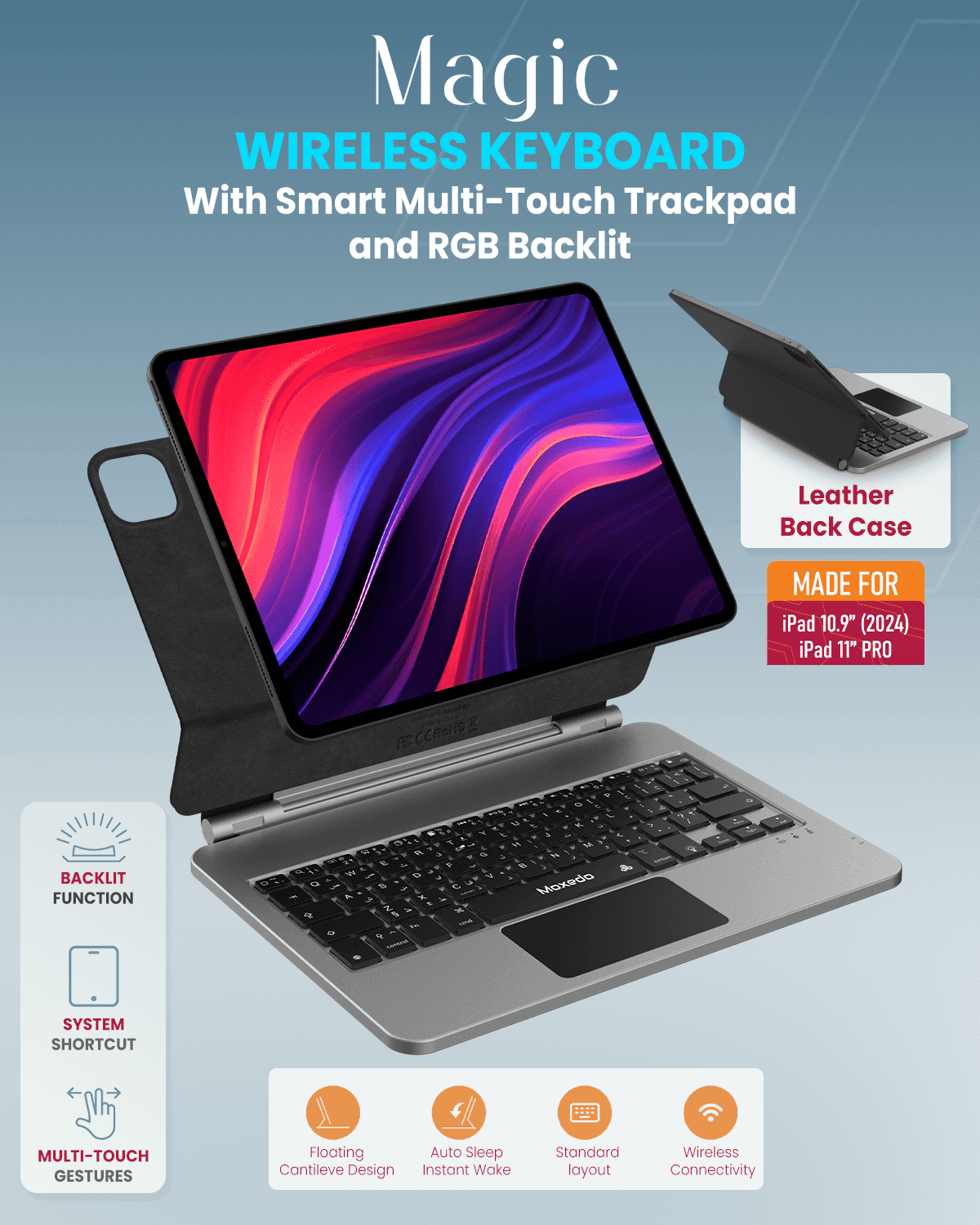 Moxedo Magic Wireless Keyboard iPad 11" Pro (2024) - Image 6