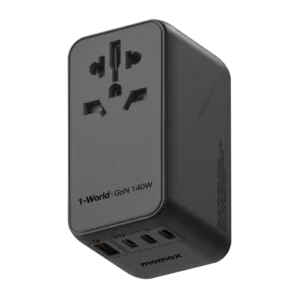 Momax 1-world 140w Gan 4 Ports Ac Travel Adapter Including 140w USB-C to USB-C Cable