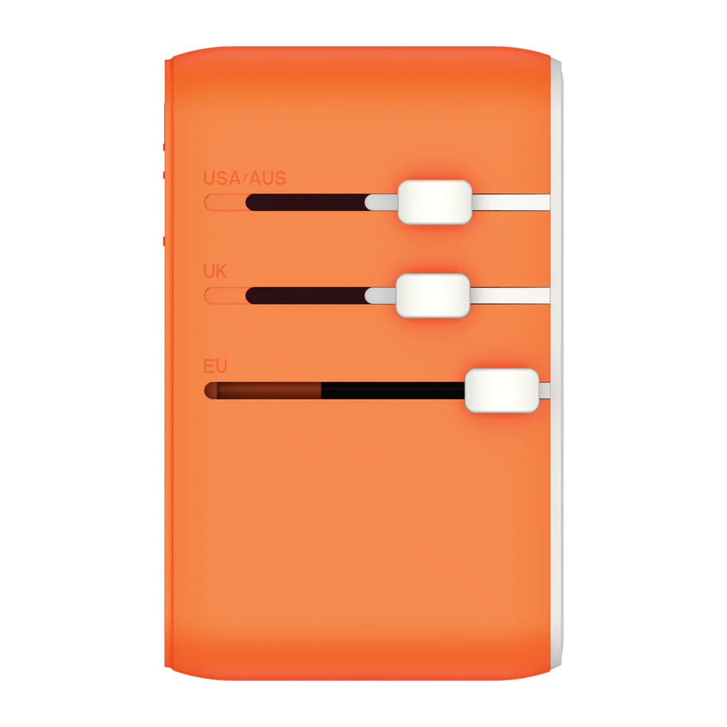 Momax 1-world 25w 3 Port With Built-in USB-C Cable Ac Travel Adaptor - Orange - Image 3