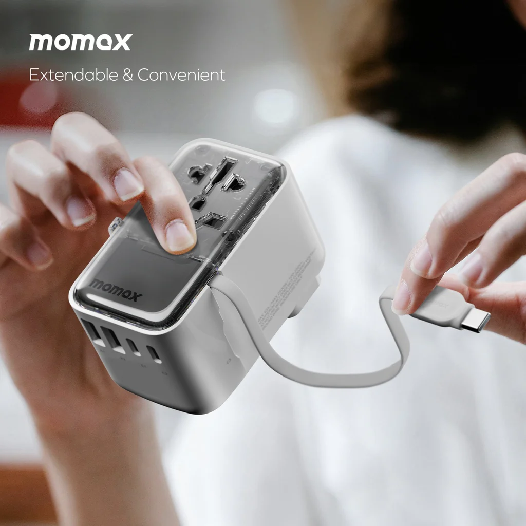 Momax 1-world Flow 35w 4 Port With Built-in USB-C Cable Travel Adaptor - Image 10