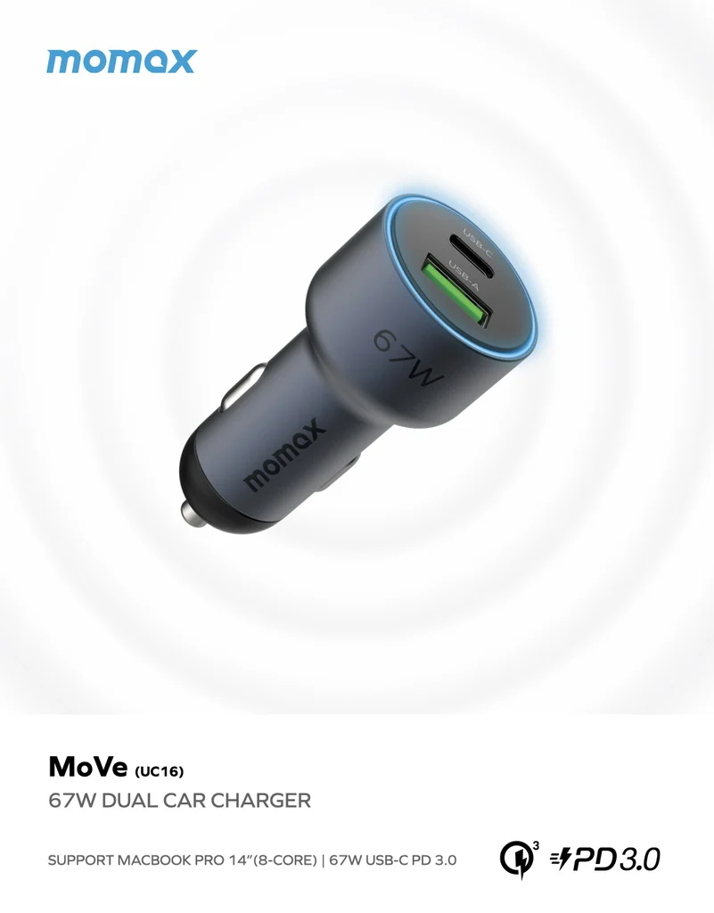 Momax Move 67w Dual Port Car Charger - Image 4