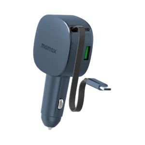 Momax 1-move+ 60w 2-port Car Charger With Built-in Retractable Cable