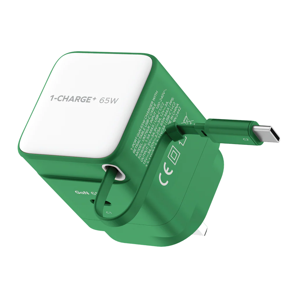 Momax 1-charge 65w GaN 1 Port Charger With Built-in USB-C CABLE