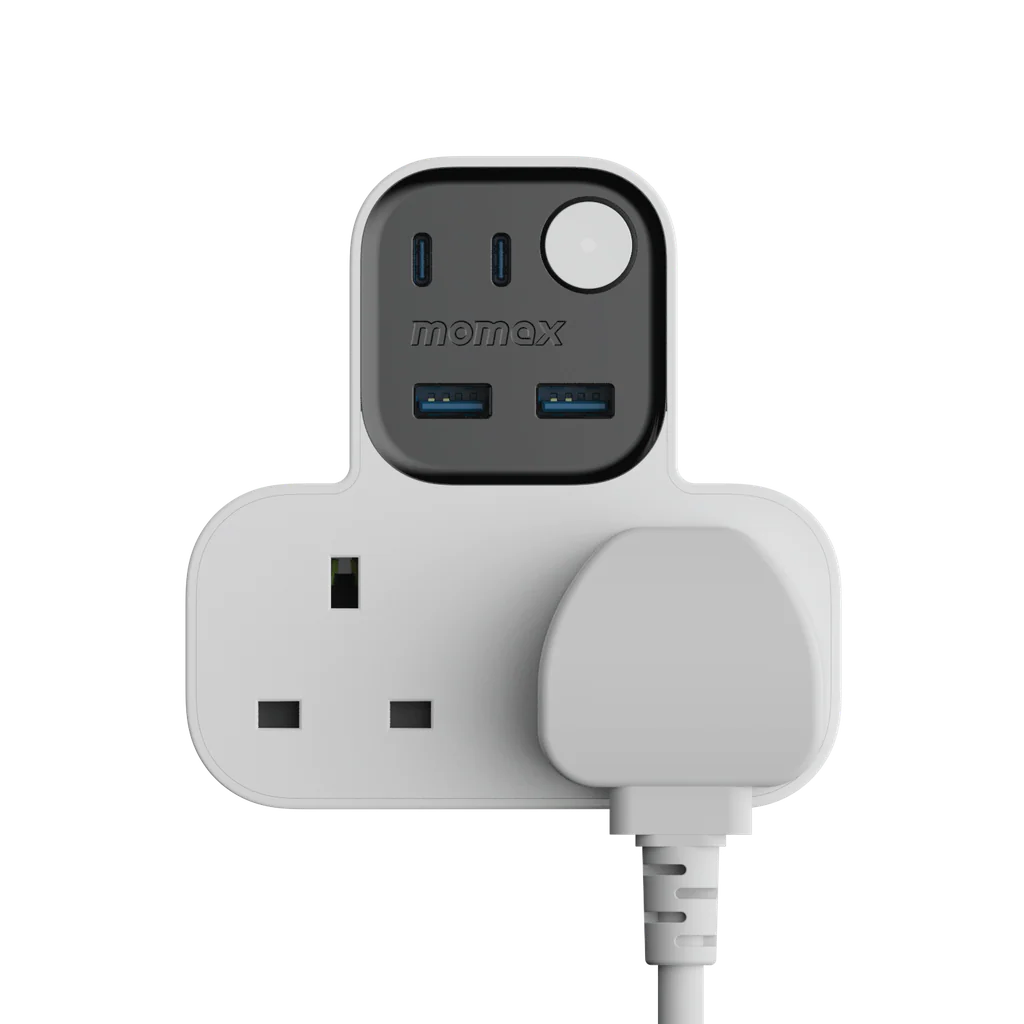 Momax 1-charger Work Flow T-shaped Extention 2 Socket With USB