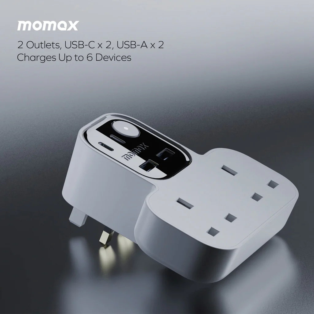 Momax 1-charger Work Flow T-shaped Extention 2 Socket With USB - Image 2