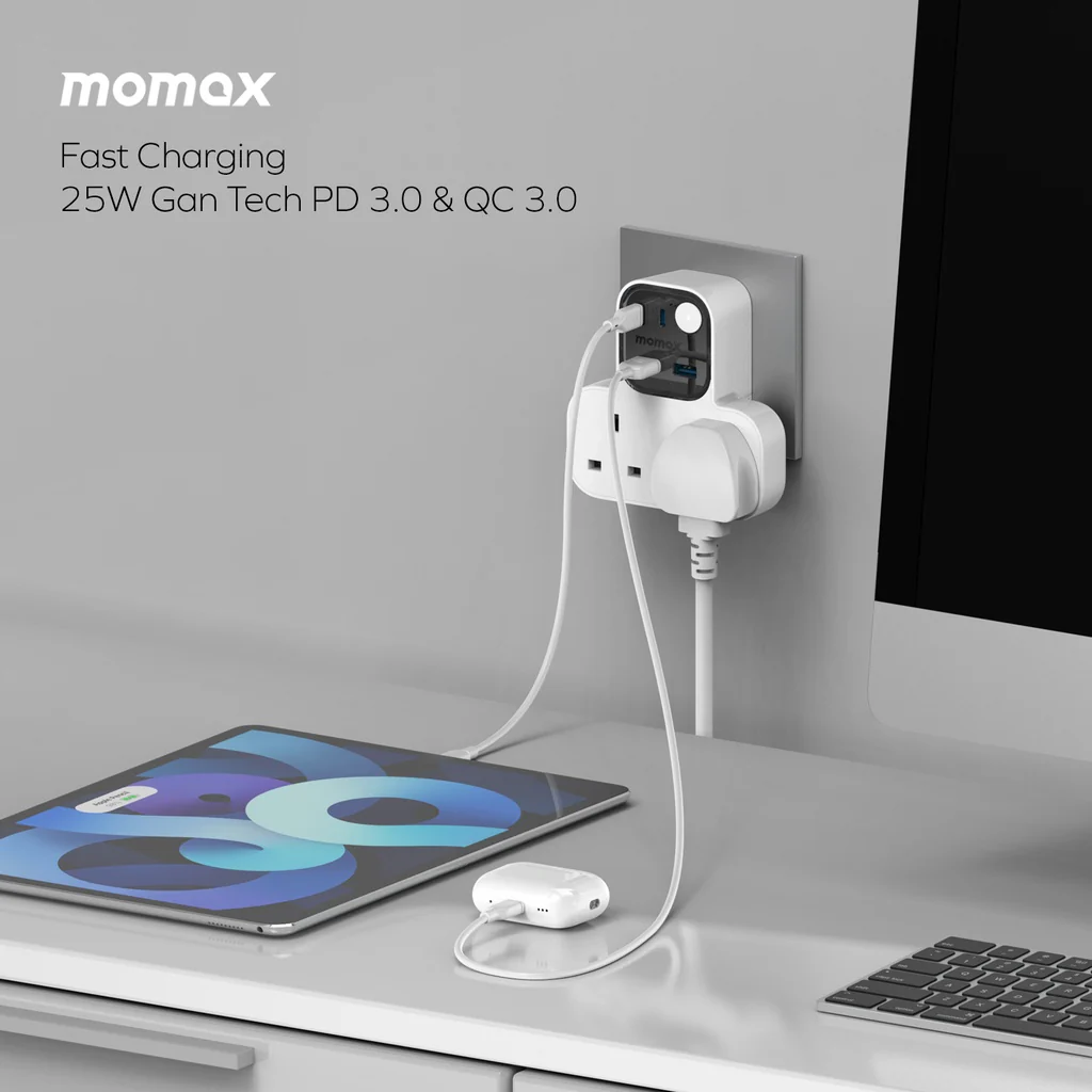 Momax 1-charger Work Flow T-shaped Extention 2 Socket With USB - Image 3