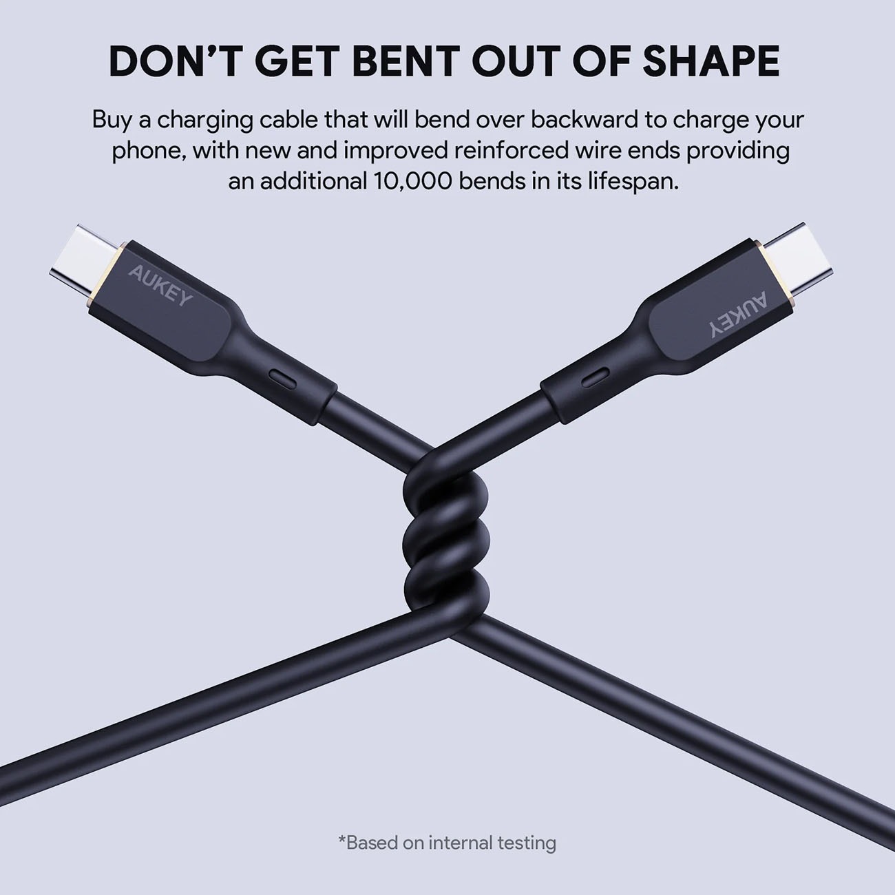 Aukey Type-C to Type-C Cable / Supports 100W Power / Soft Silicone / 1 Meter - Image 3