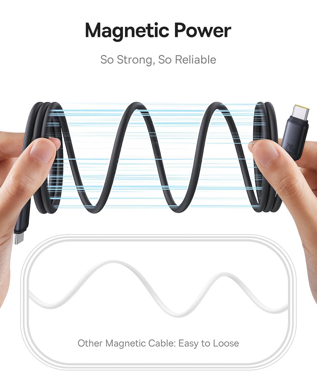 Baseus PicoGo Magnetic Cable / Type-C to Type-C / 240W Power / 1 Meter Length - Image 2