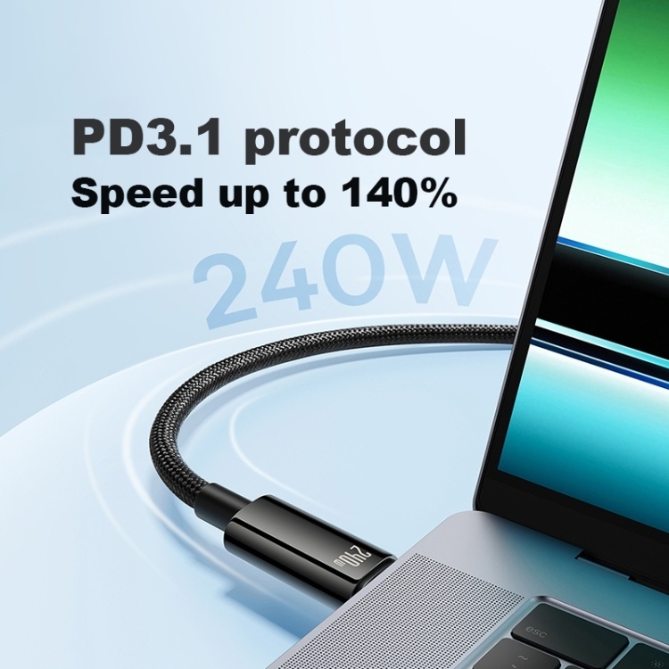 Baseus Type-C to Type-C Cable / 240W Power / 1 Meter / Black - Image 2