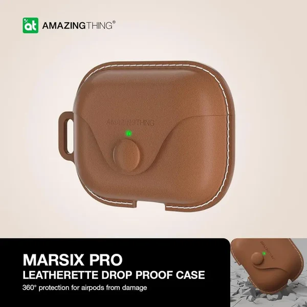 Amazingthing Marsix Pro Leatherette Case Airpod Pro/Pro2 - Brown - Image 3