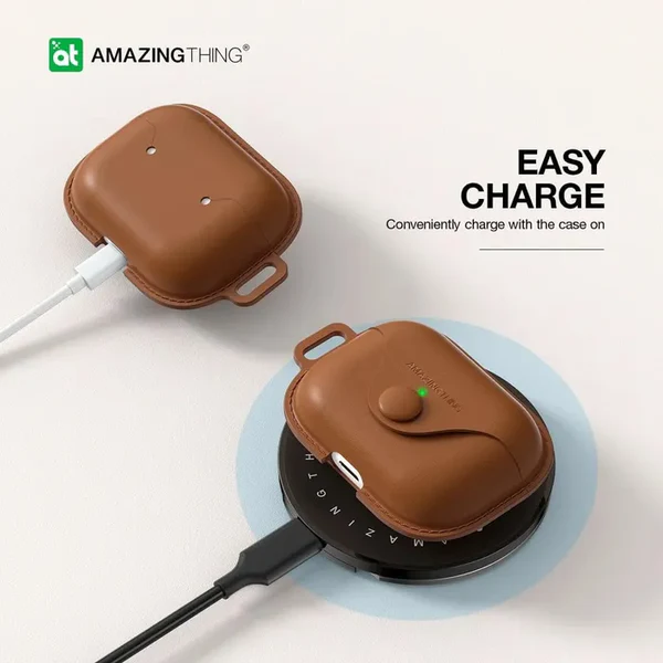 Amazingthing Marsix Pro Leatherette Case Airpod Pro/Pro2 - Brown - Image 2