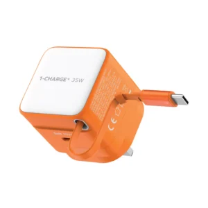 MOMAX 1-Charge 35W Gan 1 Port Charger With Built-in USB-C Cable – Orange