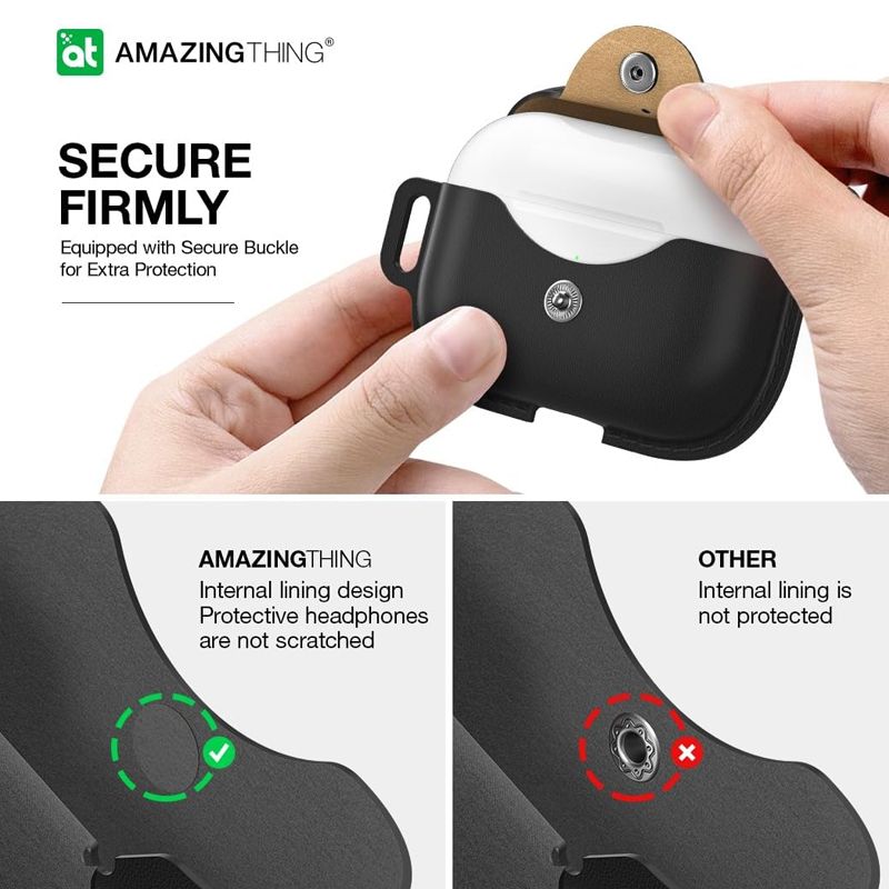 Amazingthing Marsix Pro Leatherette Case Airpod Pro/Pro2 - Black - Image 4