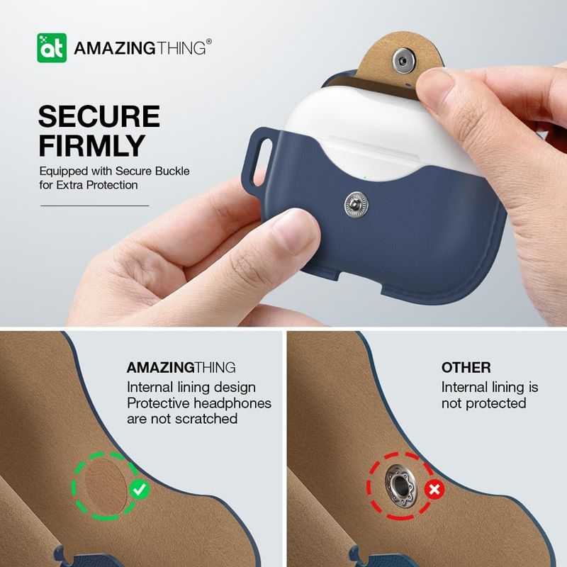 Amazingthing Marsix Pro Leatherette Case Airpod Pro/Pro2 - Blue - Image 4